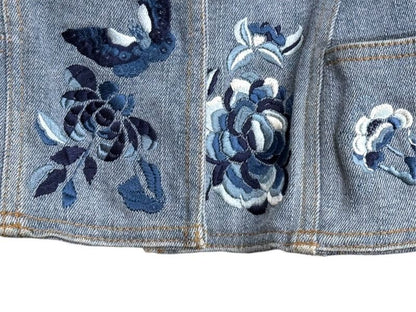 Dior Boutique Floral Butterfly Embroidery Jacket Denim Blue 36 — view 5
