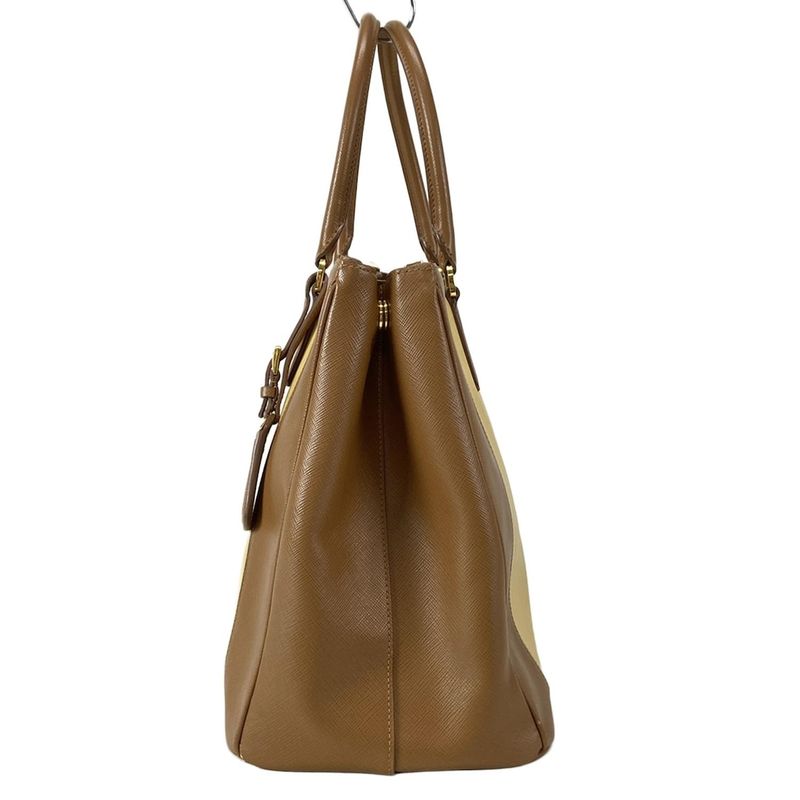 Prada Tote Bag Galleria Large Bag (ladies) Yellow And Brown Leather