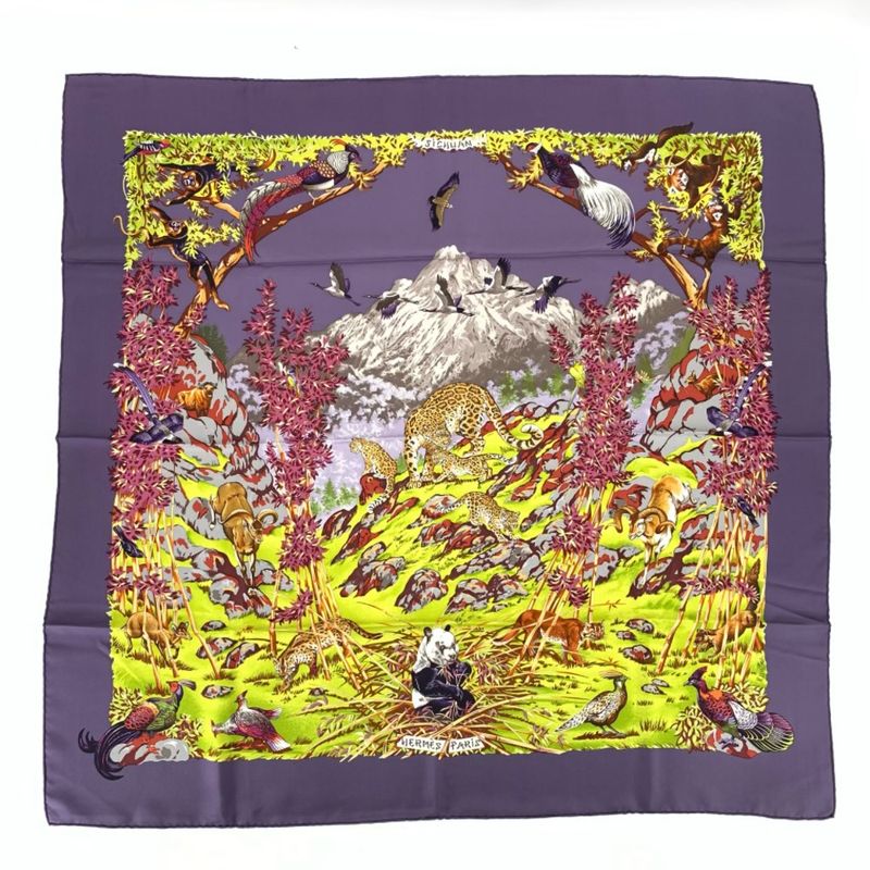Hermes Carre 90 Silk Scarf Panda Sichuan