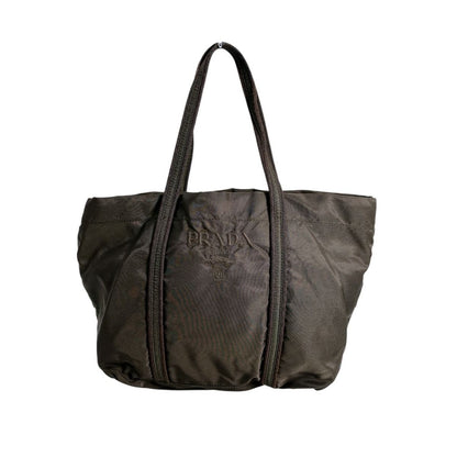 Prada Br0977 Logo Embroidered Handbag Tote Bag Khaki