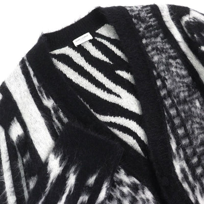 Saint Laurent Paris 21AW 690064 Mohair Cardigan Oversized Black White XS Made
