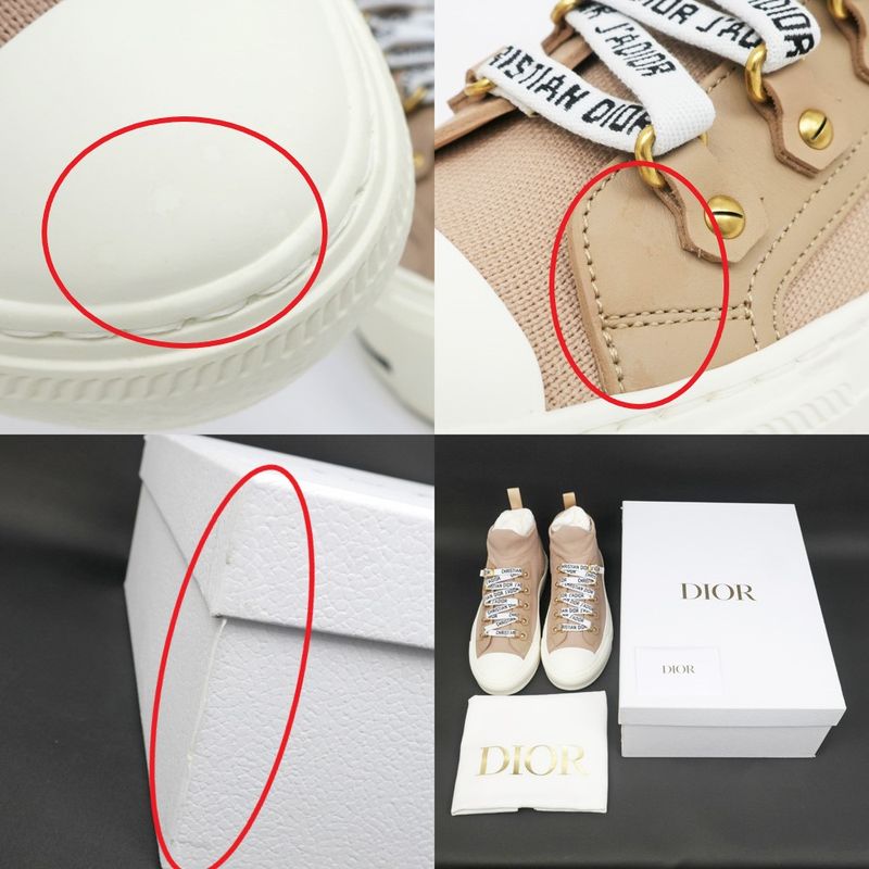 Dior Sneakers Size 37 1 2 High Cut Lace Logo Women's Shoes