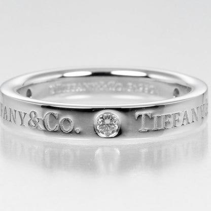 Tiffany & Co Flat Band Pt950platinum X 3P Diamonds #6 Ladies 4.86g Ring