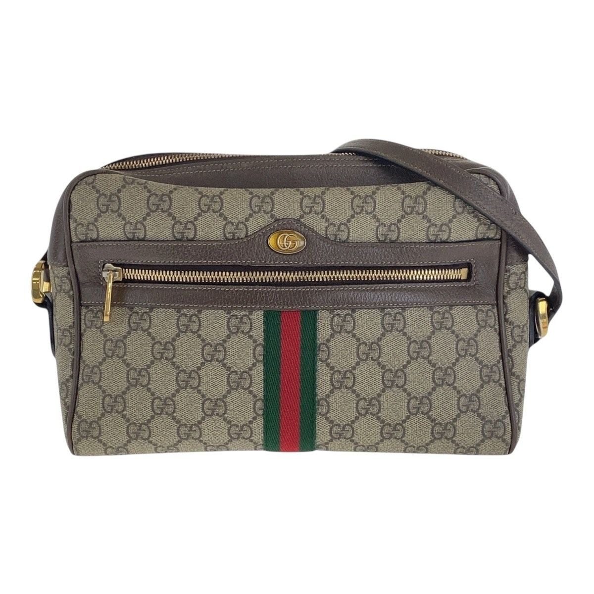 Gucci Sherry Line Ophidia Beige GG Supreme Canvas Leather Shoulder Bag