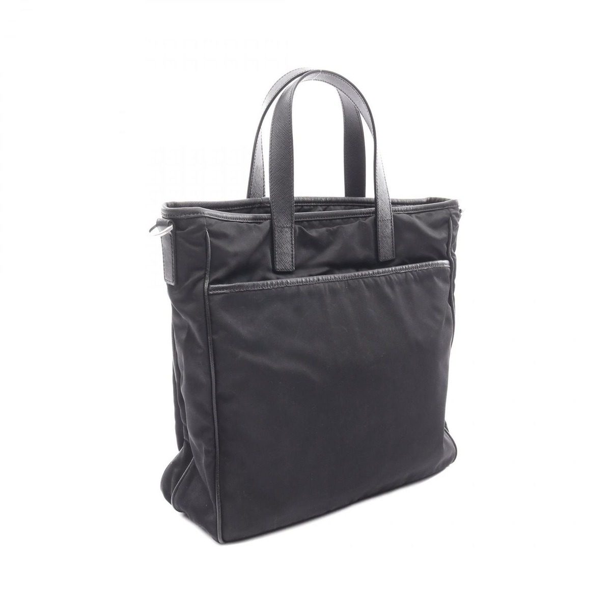 Prada Handbag Black Nylon Saffiano Leather to Line Guru Logo 2-Way Shoulder — view 2
