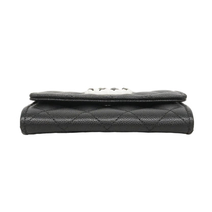Chanel Card Case 19 Caviar Leather Black Silver — view 2