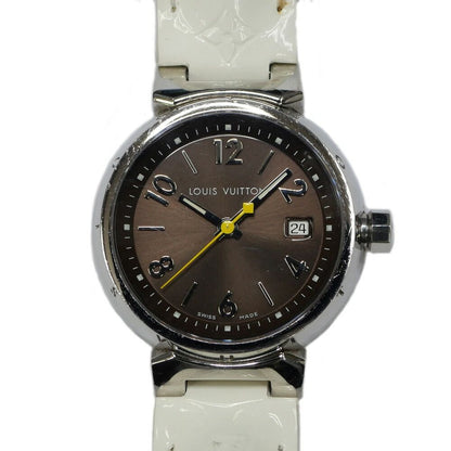 Louis Vuitton Tambour Date Brown Dial Stainless Steel Quartz Watch