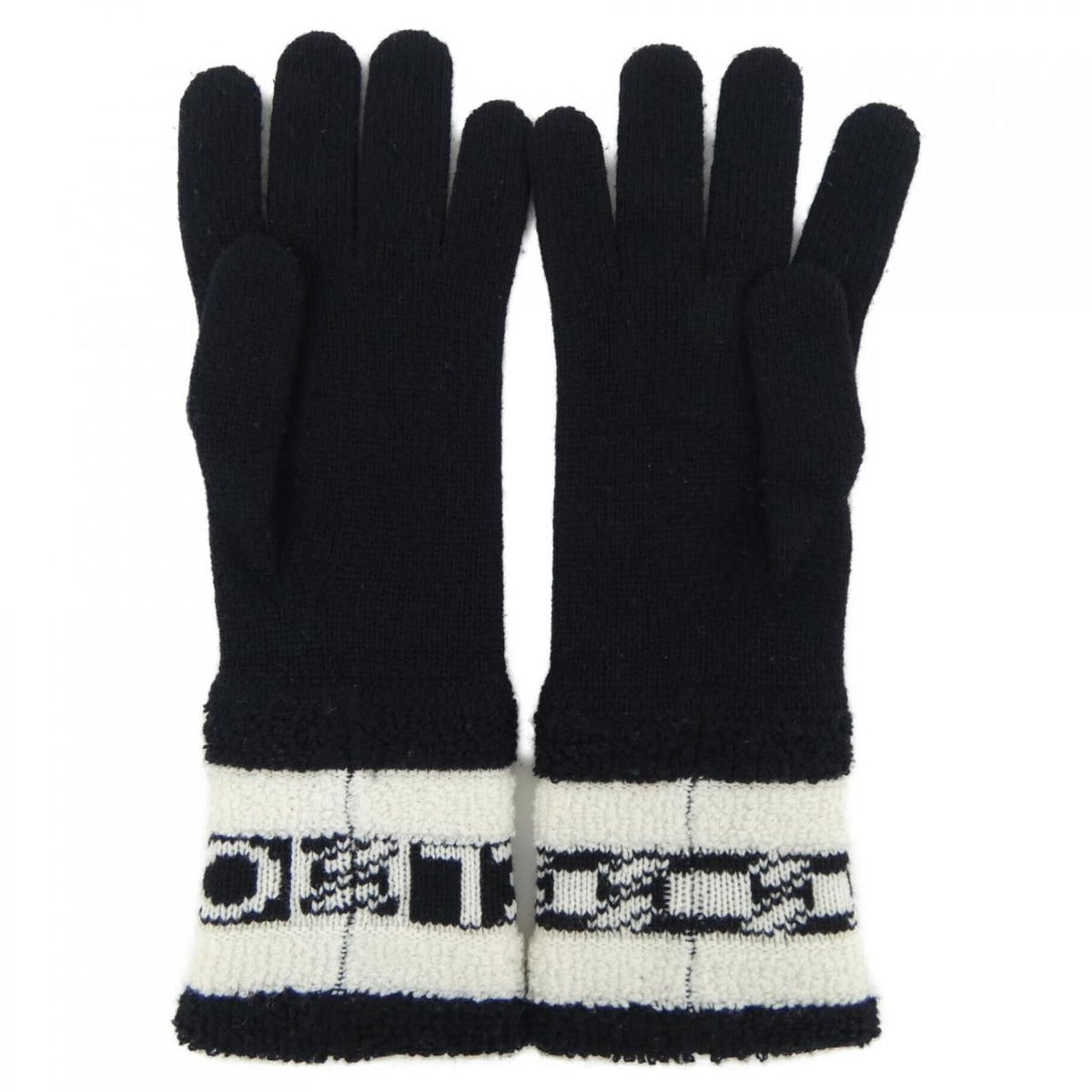 Chanel Glove Silk Cashmere Black White — view 2