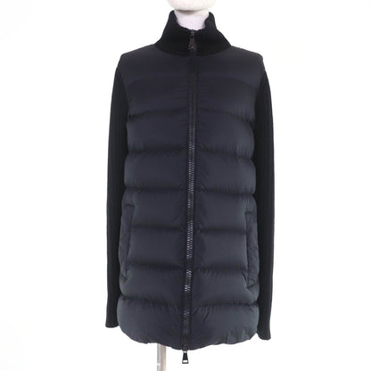 Moncler Cardigan Logo Patch Wool Knit Switch Down Jacket Black
