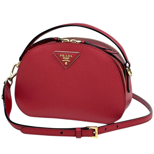 Prada Handbag Odette 2-Way Leather Red