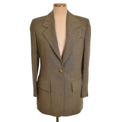 Gucci Tailored Jacket Formal Suit Gold Buttons 38 Beige Black 207-0508-7245