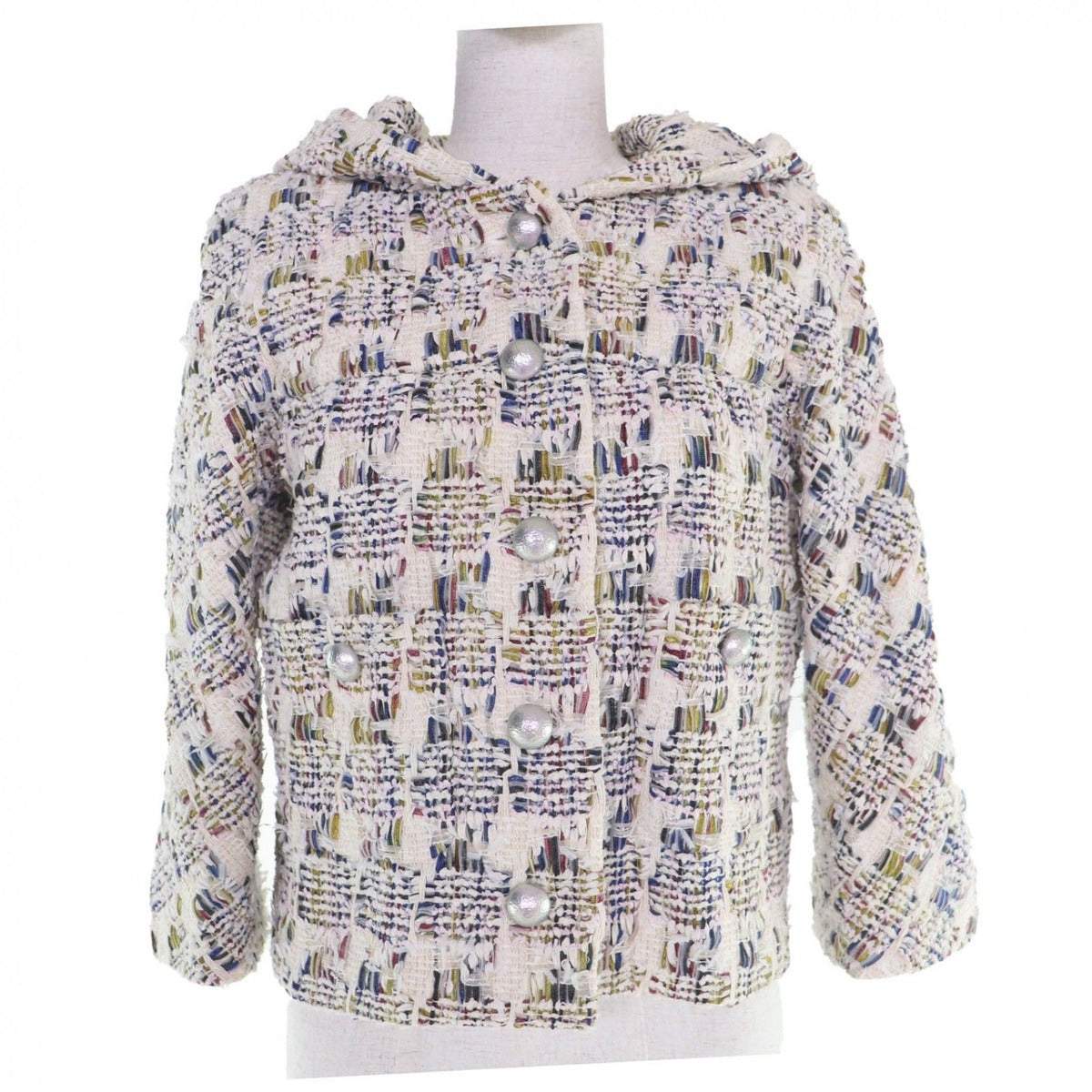 Chanel Cotton Coco Button Hooded Ribbon Tweed Jacket