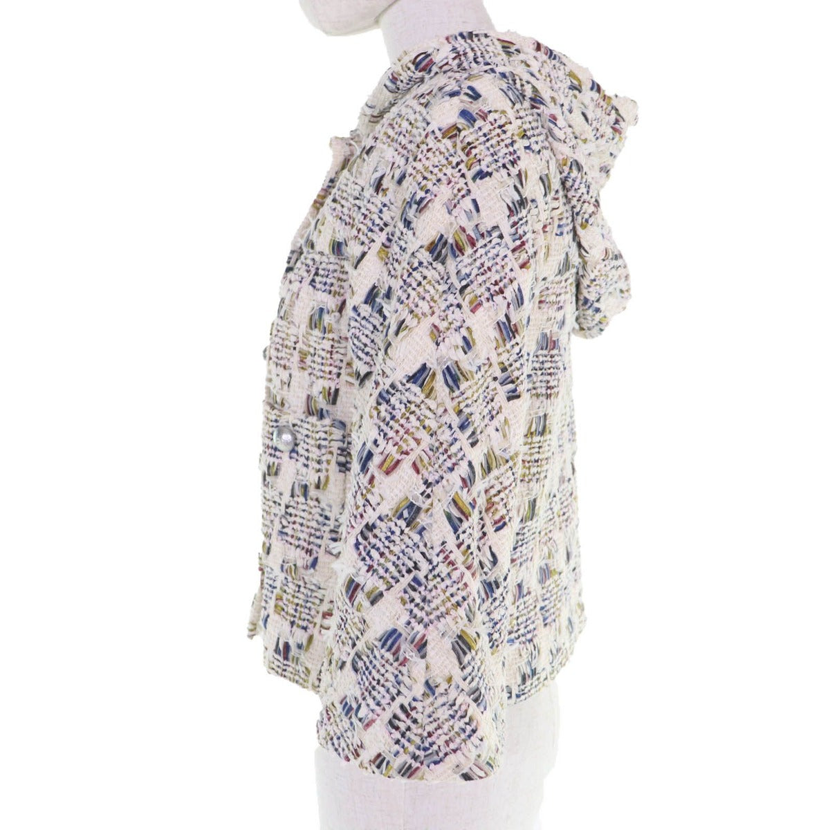 Chanel Cotton Coco Button Hooded Ribbon Tweed Jacket — view 2