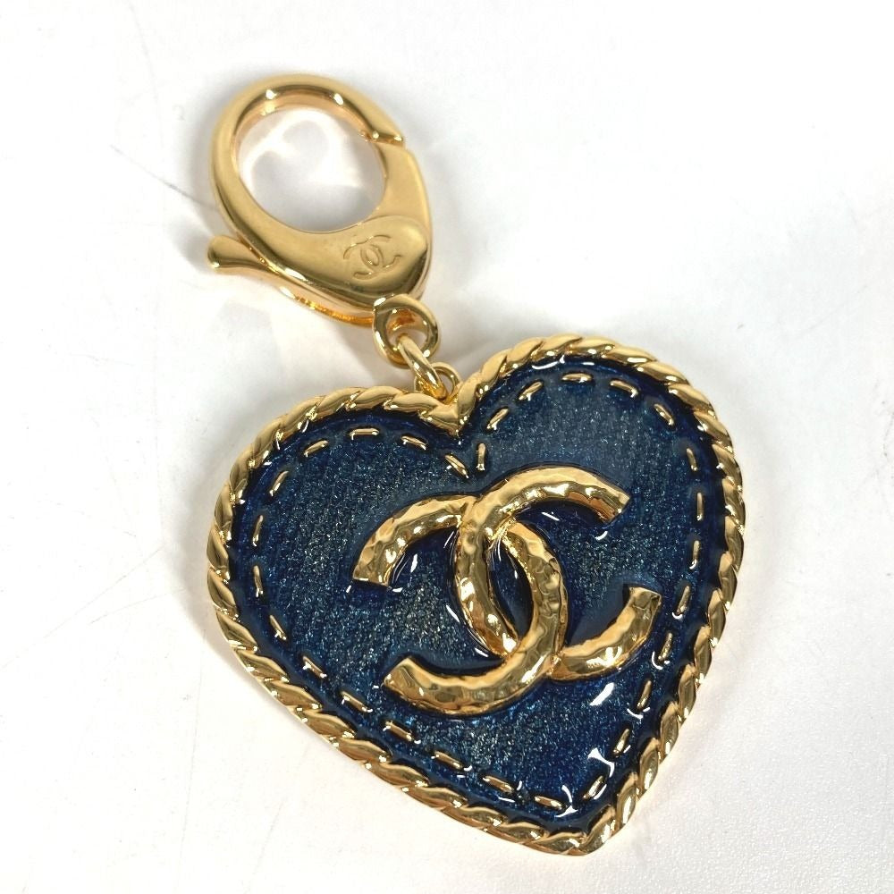 Chanel Key Holder Heart CC Logo Denim Metal Blue