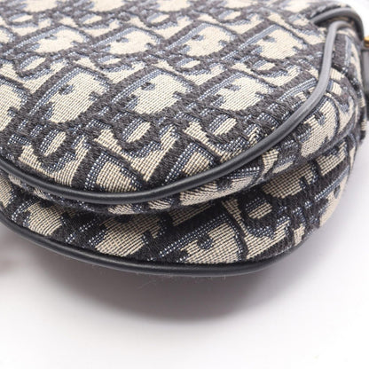 Dior Saddle Bag Mini Oblique Peacock Navy Canvas Leather — view 7