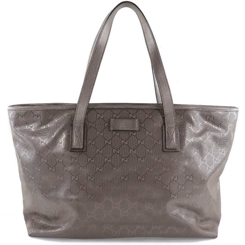 Gucci Tote GG Imprime 211137 PVC Coated Canvas Silver Ladies Tote Bag