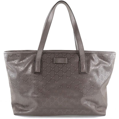 Gucci Tote GG Imprime 211137 PVC Coated Canvas Silver Ladies Tote Bag