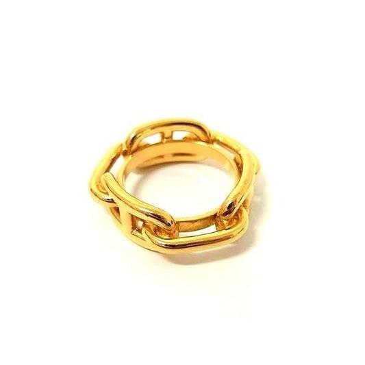 Hermes Scarf Ring Lucade Chaine D'ancre Gold Metal