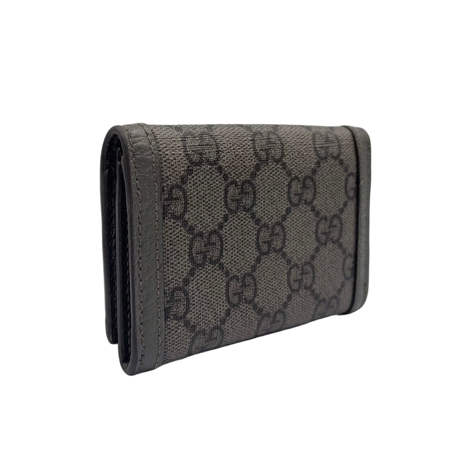 Gucci Ophidia GG Supreme Bifold Business Card Holder Leather Gray Case Silver — view 2