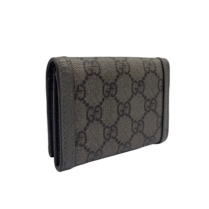 Gucci Ophidia GG Supreme Bifold Business Card Holder Leather Gray Case Silver — view 2
