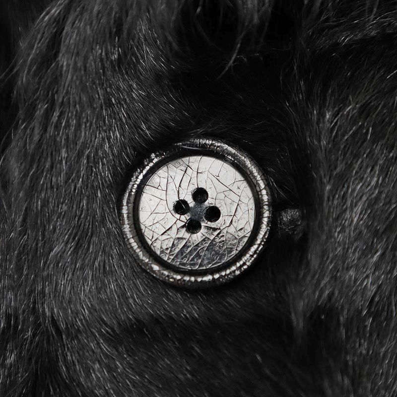 Prada 10aw Nutria Fur Collar Goat Fur Double Coat Black