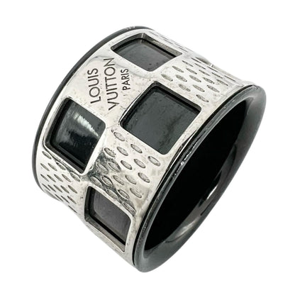 Louis Vuitton Damier Parforet Metal Silver Black Ring