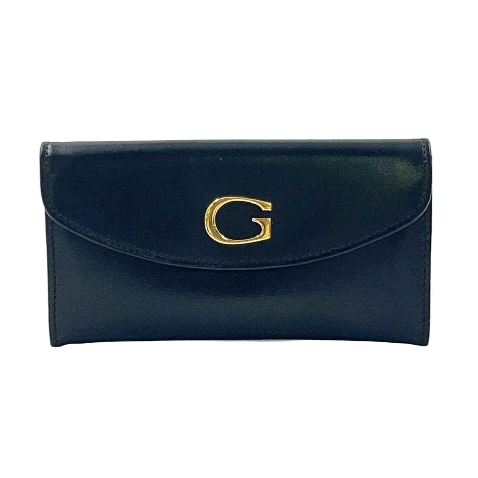 Gucci Logo Leather Black Coin Case Gold