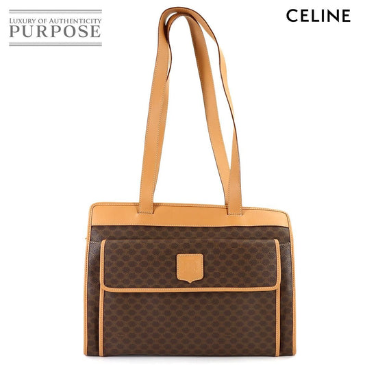 Celine Macadam Shoulder Bag Leather Brown Gold Vintage