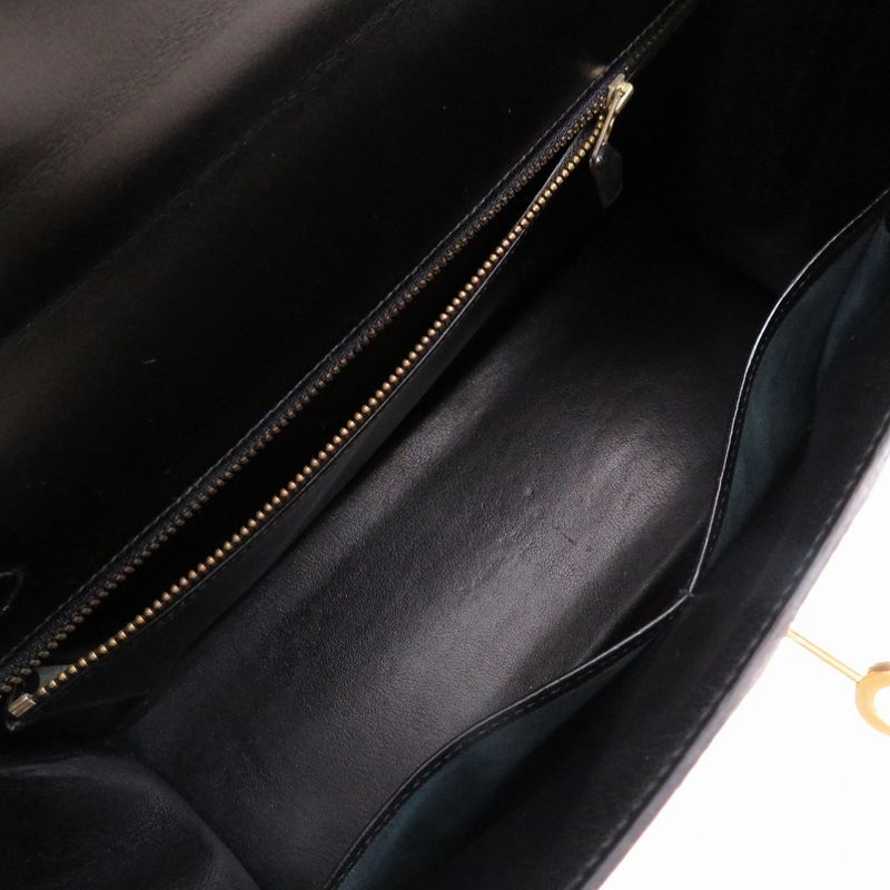 Hermes Kelly 32 Outer Stitch Box Calf Black Gold Hardware 00V Engraved Handbag
