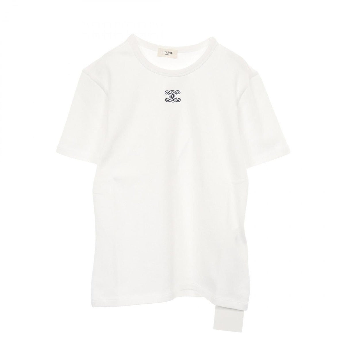 Celine Short Sleeve T-Shirt Triomphe White Navy Cotton