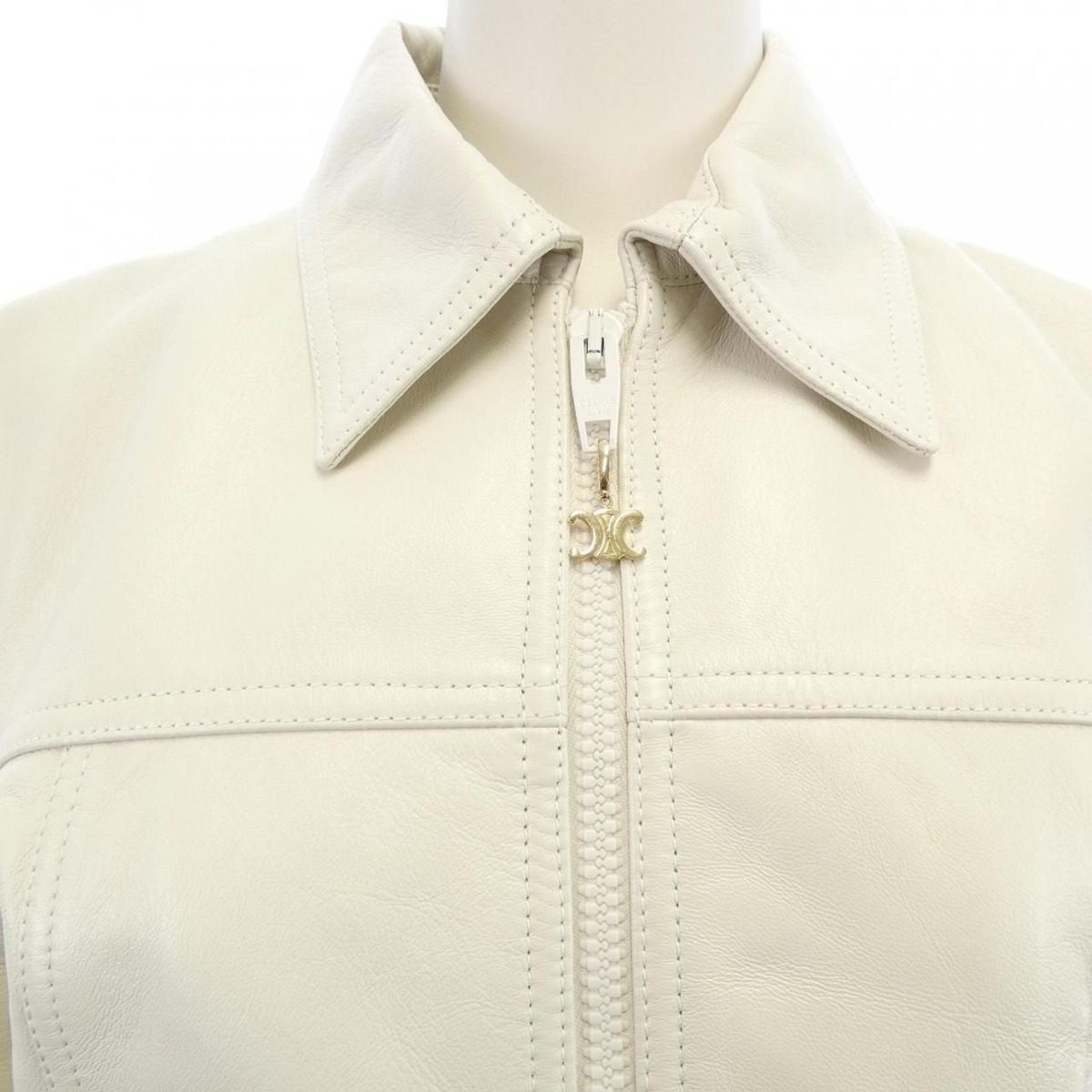 Celine Leather Jacket White — view 5