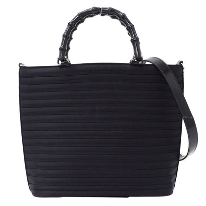 Gucci Bag Shoulder 2-Way Bamboo Nylon Black 000 1998