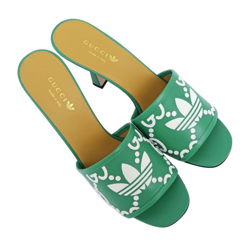 Gucci Adidas Collaboration Sandals Green 722445 Size 40 Mule Heel