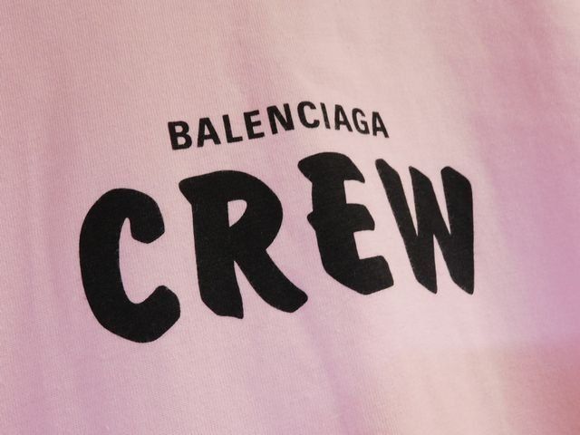 Balenciaga - 20SS 612965 100% Cotton CREW Logo Short Sleeve T-shirt Pink XS