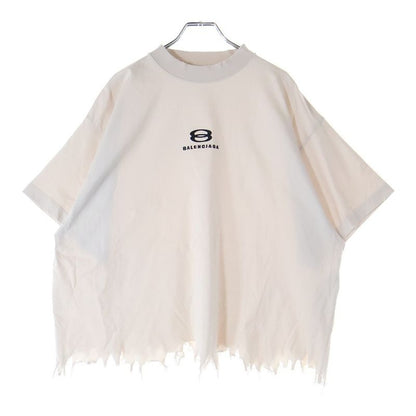 Balenciaga 24 SS Unity Sports ICON Cropped Logo Embroidery Destroyed Crew Neck