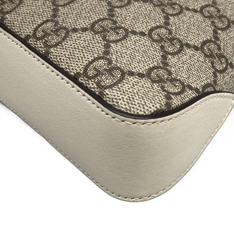 Gucci Shoulder Bag Padlockgg Supreme 811705 Beige And White Chain Shoulder