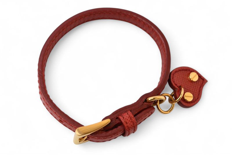 Prada Unused Bracelet Bangle Prada Saffiano Heart Charm Fuoco Red 1ajd45