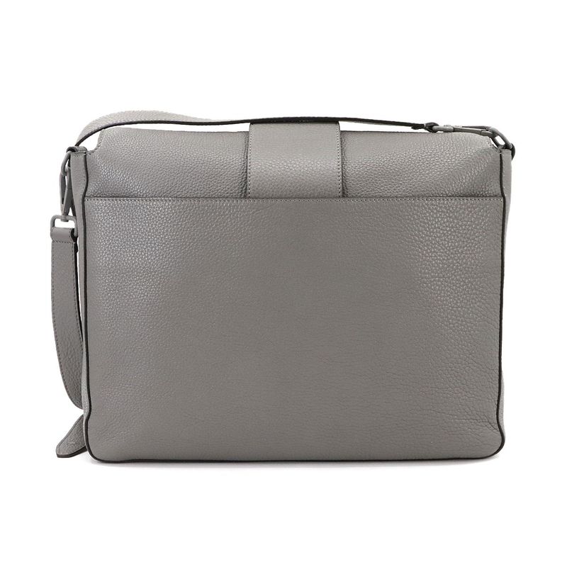 Fendi Baguette Shoulder Messenger Bag Leather Gray 7va536 Silver Hardware