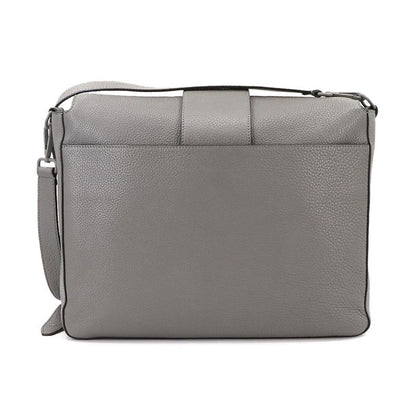 Fendi Baguette Shoulder Messenger Bag Leather Gray 7va536 Silver Hardware