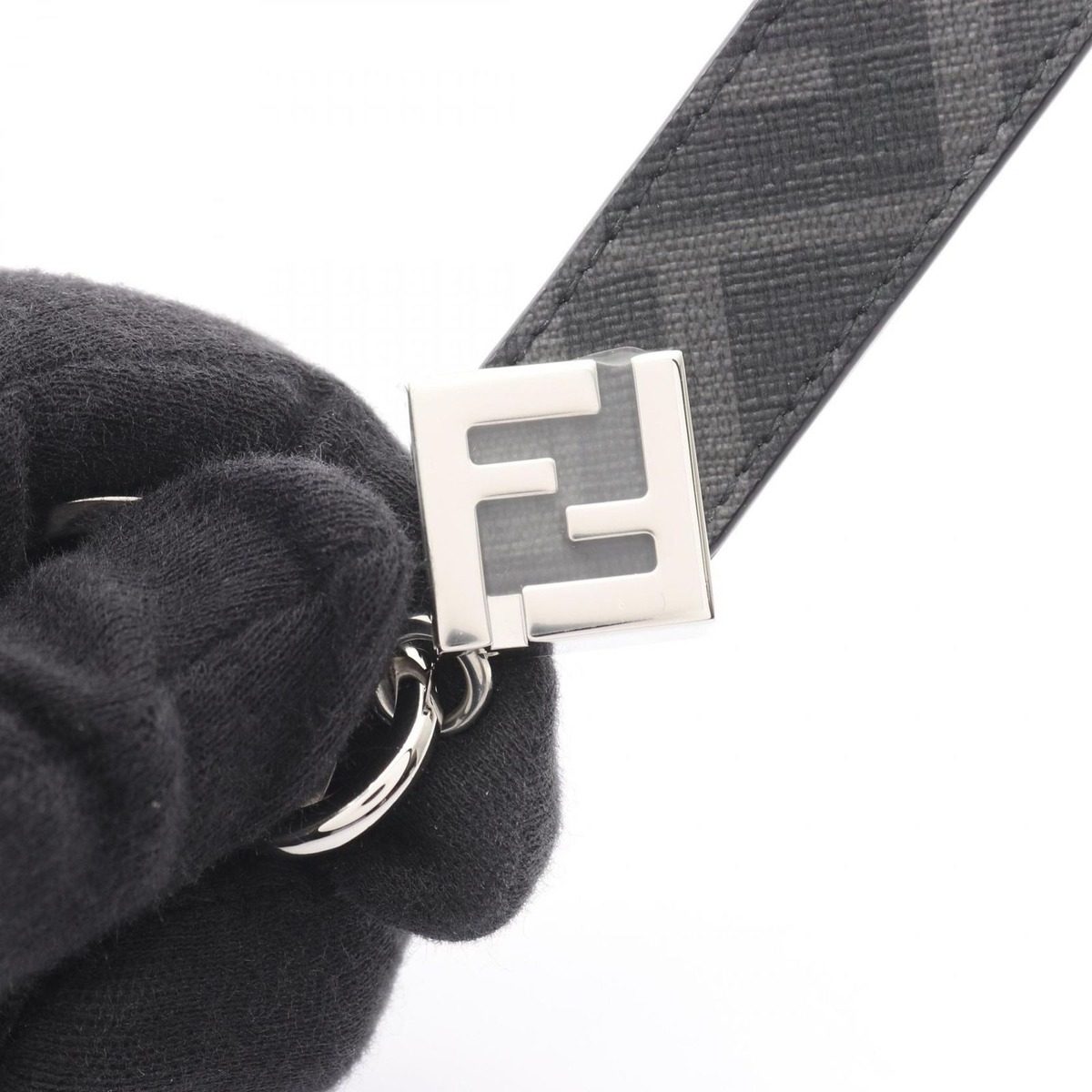 Fendi Key Holder FF Square Zucca Black Key — view 4