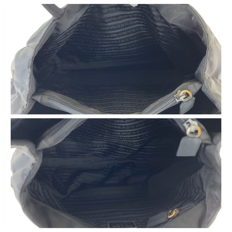 Prada Tessuto Triangle Logo Plate Black Silver Hardware Nylon Tote Bag Shoulder