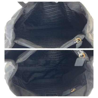 Prada Tessuto Triangle Logo Plate Black Silver Hardware Nylon Tote Bag Shoulder