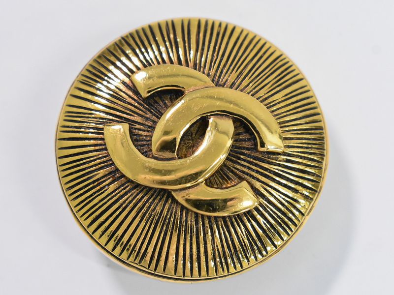 Authentic Chanel Coco Mark Brooch GP Gold Plated Coco Mark Accessories Jewelry