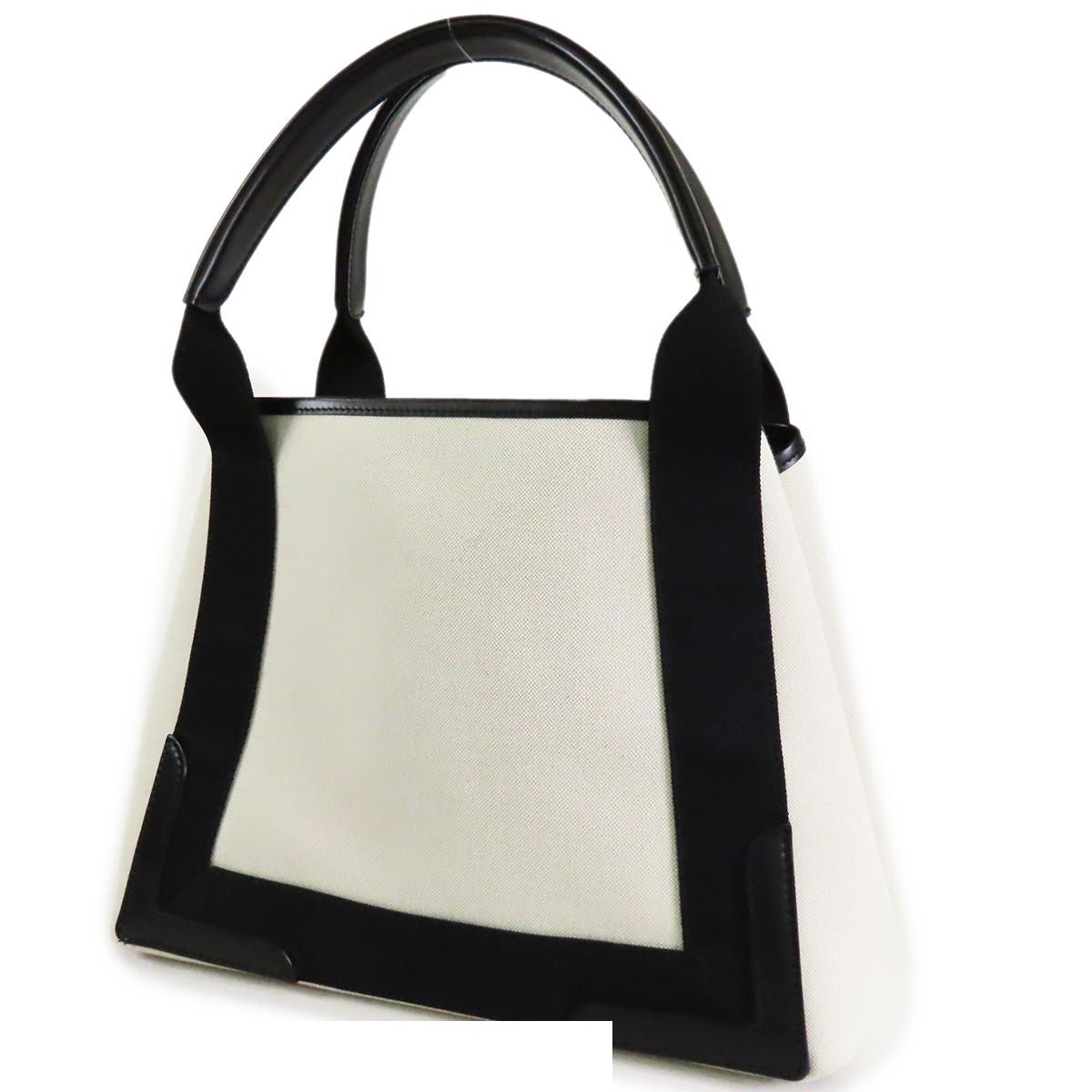 Balenciaga Navy Cabas S Black Ivory Canvas Tote Bag — view 2