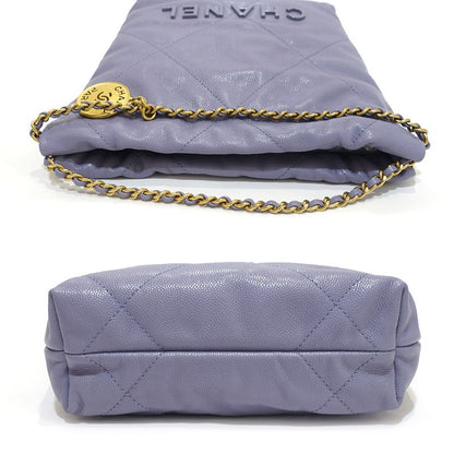 Chanel Chnel22 Mini Handbag 2WAY Soft Caviar Skin Purple Gold Hardware