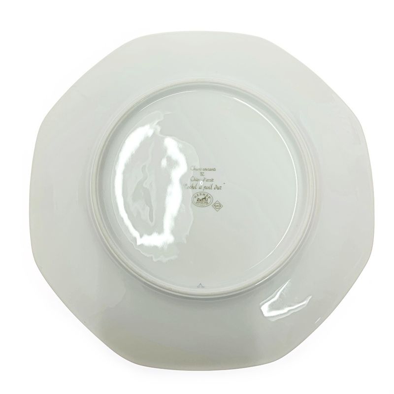 Hermes Porcelain Chasse Dachshund Dishware with Box Yellow 386994 Dish