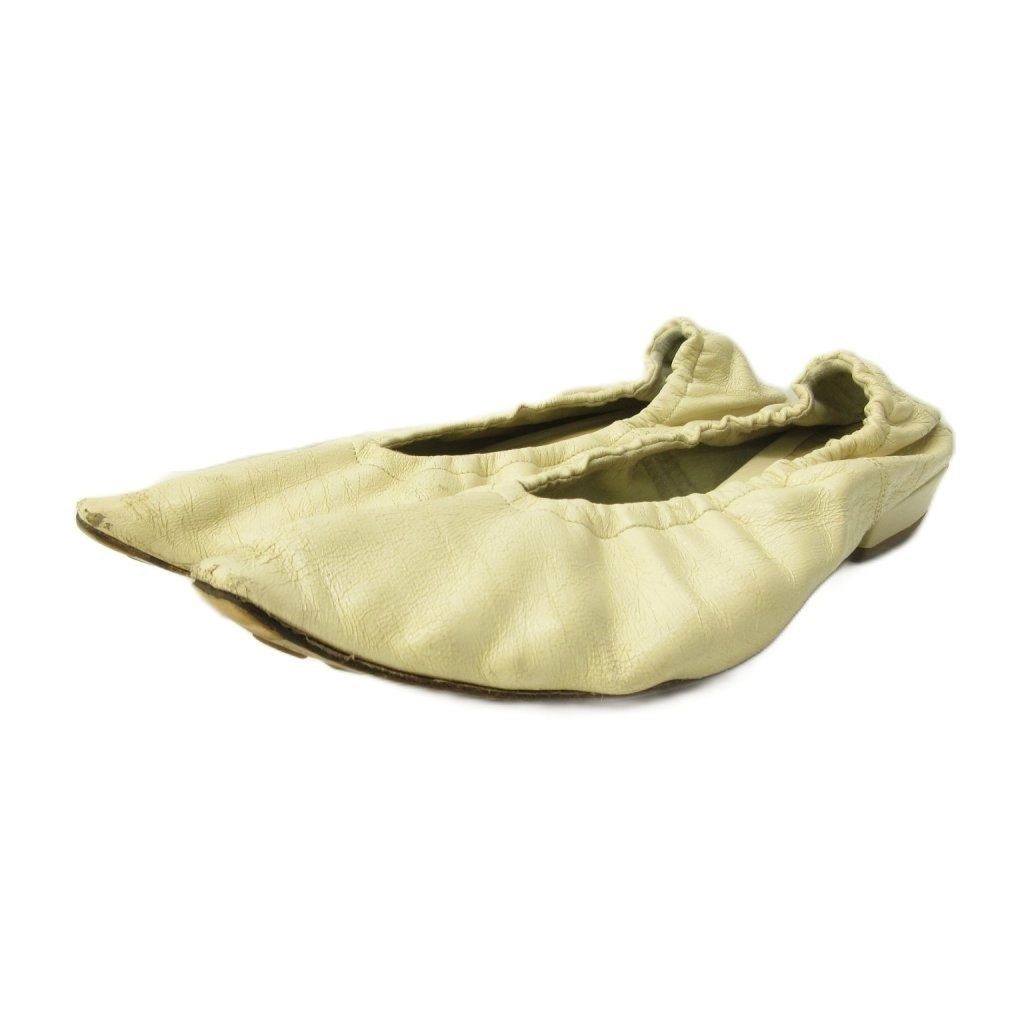 Bottega Veneta Ballet Shoes Flat Square Toe Leather 36.5 White