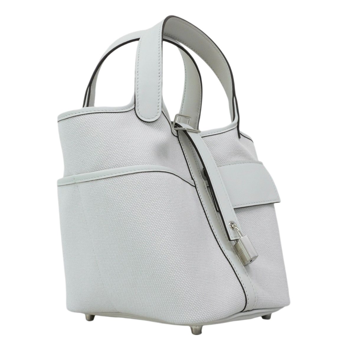 Hermes Handbag Picotin Lock Cargo PM Swift Toile Elan Gray Platinum Silver — view 2