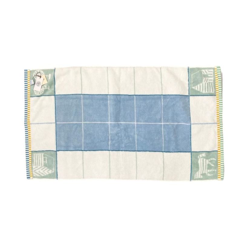 Hermes Face Towel Beach Towel Purse H103622m 02 Cotton White Blue Green Les