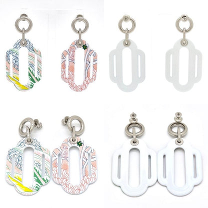 Hermes Attrage Earrings Both Ears Enamel White Multicolor Height 6 cm
